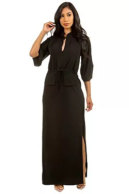 By Claude V-Neck 3/4 Sleeve Side Slit Maxi Dress • $56.99