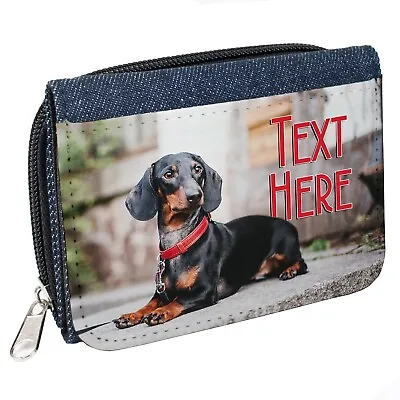 Personalised Ladies Purse Dachshund Denim Coin Wallet Dog Birthday Gift KS166 • £12.95