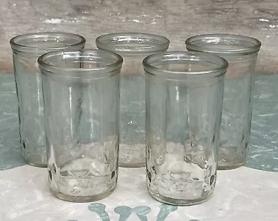 Set Of 5 Vintage Ball Diamond Banded 4 Oz. Jelly Jars Juice Glass Clear • $31.76