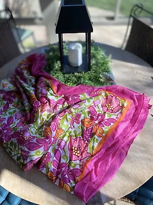 NEW VERA BRADLEY Lilli Bell Sarong Pink Floral Mutli Use Cotton Swim Cover RV 58 • $28.49