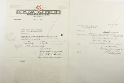 1928 Lamson Goodnow Van Camp Hardware & Iron Indianapolis Letter Ephemera P1057A • $10.95