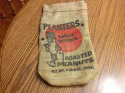 Vintage Planters Peanut Salted In Shell Roasted 1lb 8oz Burlap Bad Advertising • £15.19