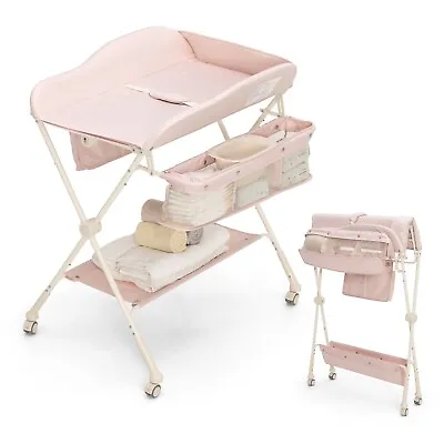 Folding Baby Changing Table Adjustable Infant  Care Station Nursery Organizer • £62.95