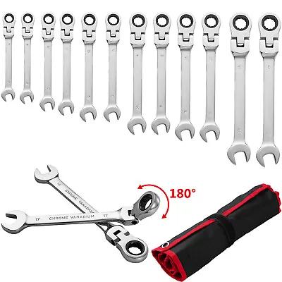 8-19mm Metric Flexible Head Ratcheting Wrench Combination Spanner Tool Set 12pcs • $33.80