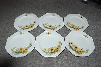 Vintage Retro J & G Meakin Dinner Plates Sunflower X 6 • £4.95