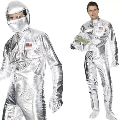 Metallic Silver Spaceman Costume Jumpsuit Astronaut NASA Apollo Adult Mens MD-LG • $54.95