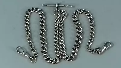 925 Silver Double Albert Fob Watch Chain Antique Graduated 34 G • $73.36