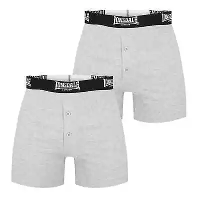 Mens Lonsdale Underwear Grey 2 Pack Boxer Shorts Size S M L Xl 2xl 3xl 4xl • £13.49