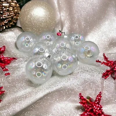 Lot Of 8 Clear Mini Shatterproof Round Ball 2.25  Christmas Tree  Ornaments • $17.10