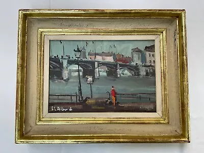 London Bridge Thames Framed Picture Oil On Canvas Hand Painted Signed By Artist • £124