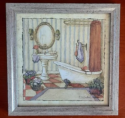 Wall Art Framed C. Wintesle Olson Her Sanctuar Home Decor Bathroom Theme 11.5”sq • $28.79