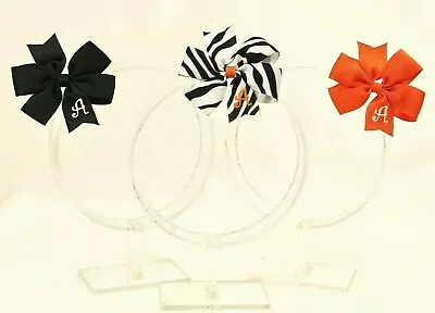 3 Personalized Hairbows Lot Girls Monogram Halloween Black Orange - Initial A • $9.99