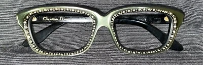 $9.99 • Buy Vintage Christian Dior Eye Glasses Frames Green Jeweled Original Italy