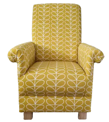 Orla Kiely Mustard Chair Linear Stem Dandelion Fabric Adult Armchair Ochre • £262.45