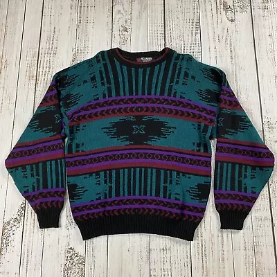 Vtg Scandia Usa Made Aztec Southwestern Sweater Unisex Baggy Cosby Multicolor L • $49.99