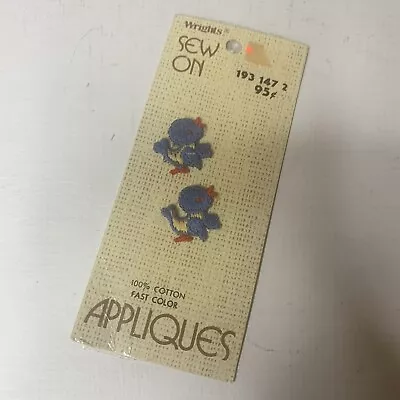 NWT Vintage Blue Bird Appliqués Sewing Notions Wrights MCM Crafts NOS  • $9.99