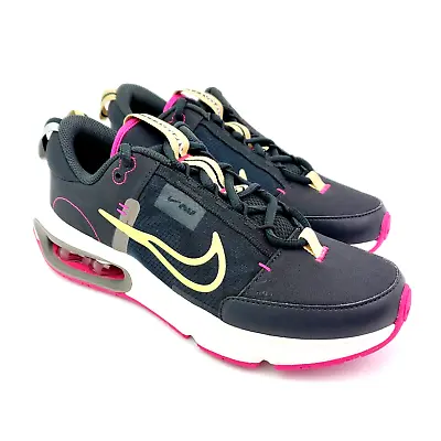 Nike Air Max Intrlk SE Girls Sz 6Y Womens Sz 7.5 Off Noir Gold Star Sneaker Shoe • $128.23