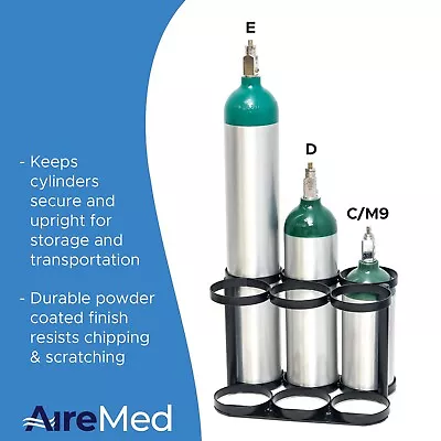 AireMed Oxygen Tank Holder – Holds (6) E D Or M9/C Size Tanks - Heavy-Duty • $49.95