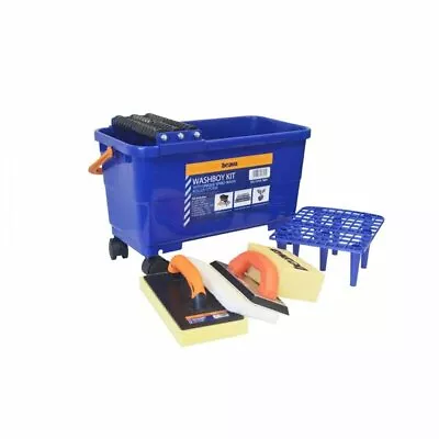 Washboy Tiling Sponge Kit Beava 24lt Spiro-Wash Roller System Removable Grate • £71.52