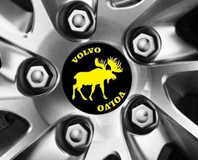 Volvo Wheel Cap Center Sticker Decals 4pcs Moose Black Yellow  56mm / 60mm /64mm • $8