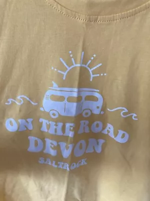 BNWT Saltrock Yellow Ladies Surfer T Shirt With Camper Van Devon Logo Brand New • £1.99