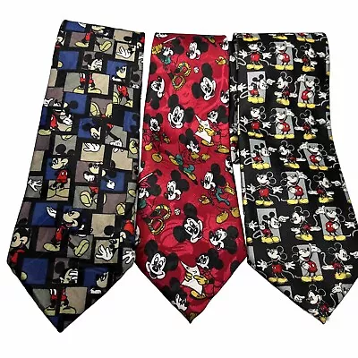LOT OF 3 Mickey Mouse Neckties Ties Disney 57” Mickey Unlimited Aspire • $12.97