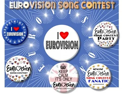 £9.99 • Buy EUROVISION SONG CONTEST PARTY BADGES/ Set Of 6 Badges ~ 55 MM/ 2.2  