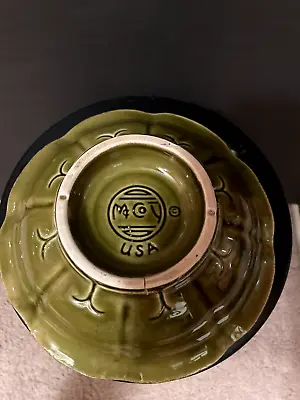 McCoy Marked USA Pottery MCM Scalloped Bowl Green Glazed Vintage • $15