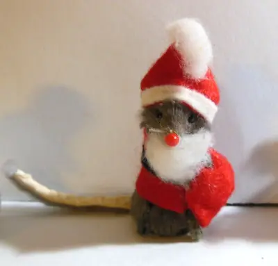 Santa Mouse Vintage Original Real Fur Toys West Germany • $21.39