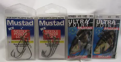 Mustad Worm Hook Assortment 4/0 Needle Point Power Impact Lock (17pc) H138 • $12