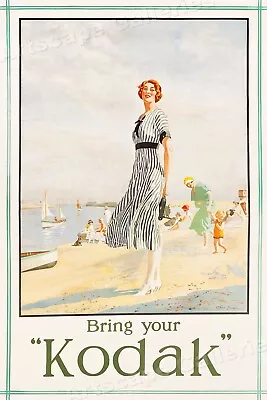 1920s “Bring Your Kodak” Vintage Style Beach Travel Poster - 24x36 • $25.95