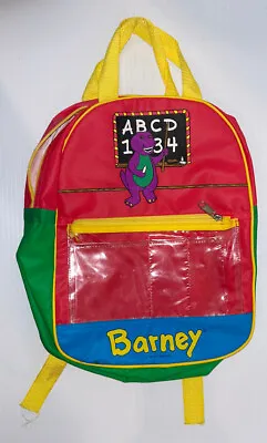 Vintage 1992 Lyons Group Barney Backpack W/ Clear Pouch. He Loves You! • $25