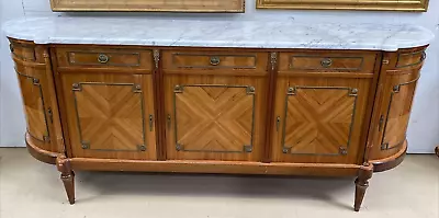 Demilune French Louis Xvi Marble-top Parquetry Sideboard Buffet Server Enfilade • $3450