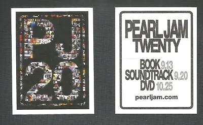 PEARL JAM Rare VINTAGE 2011 PROMO Vinyl STICKER 2.5 X3.25 For Twenty CD MINT • $34.35