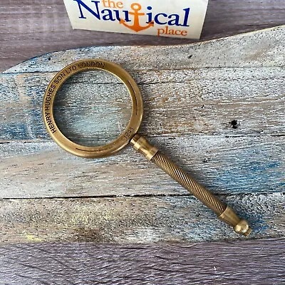 5.5  Brass Magnifying Glass - Antique Finish Hand Held Magnifier - Vintage Style • $18.94