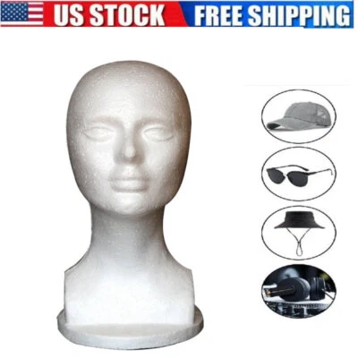 $9.99 • Buy US Female Foam Mannequin Manikin Head Model Hat Wig Display Stand Rack White New