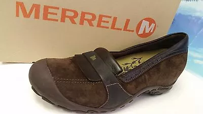 Merrell Plaza Bandeau Women's Suede Leather Chocolate Brown Mary Janes 10 EUC • $36.99