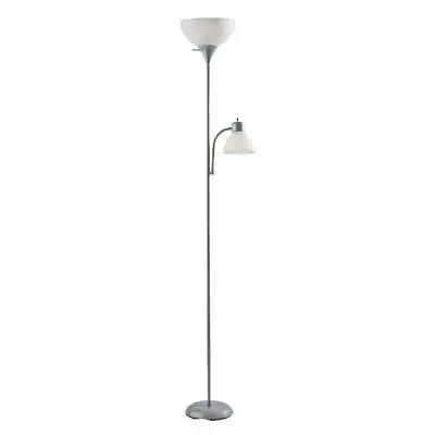 72'' Modern Combo Floor Lamp Plastic Adjustable Reading Lamp Silver US • $26.99