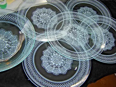 Five Chance Glass Lace  8.5'' Plates Plus Large Bowl • £4.99