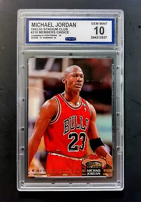 Michael Jordan 1992-93 Stadium Club  Members Choice  Ccg Gem Mint  10  • $29.95