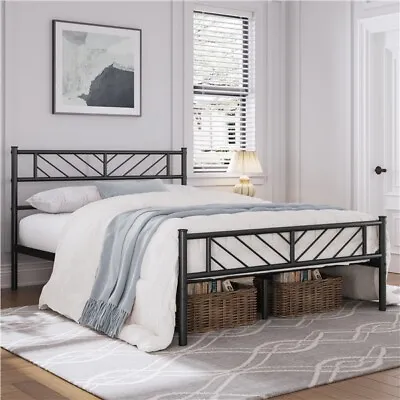 Twin/Full/Queen Metal Bed Frames Platform Bed With Arrow Headboard And Footboard • $98.88