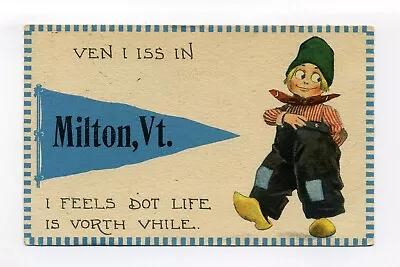 1913 Pennant Postcard Milton VT The Schoolmarm & I Are Having Time Of Our Lives • $7