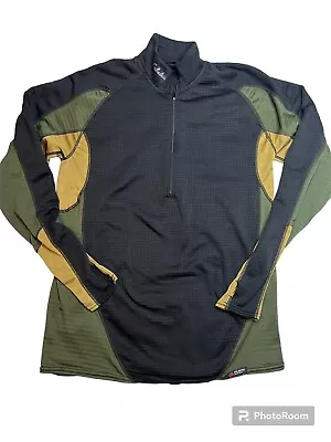 Cabela's Polartec Mens L Tall Power Dry Black Green Thermal Base Layer Waffle • $33.99