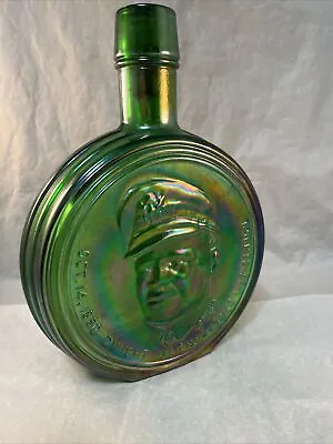 Vintage 1st Edition Wheaton Green Iridescent Ike Eisenhower Commemorative Bottle • $7.99
