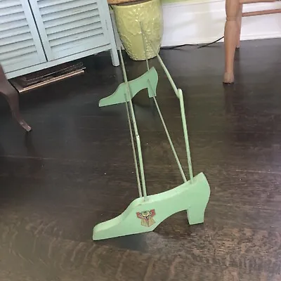 Vintage 1920s Shoe Rack 24” Mint Green With Decal • $49.99