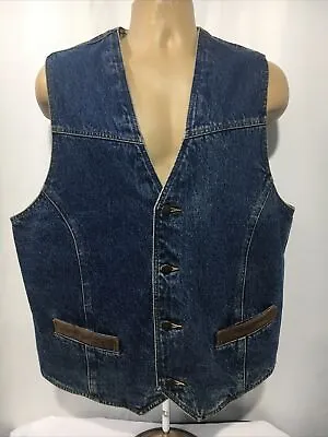 $39.99 • Buy Vintage Wrangler Outerwear Denim Flannel Lined Jean Vest Sz Large Western Wear