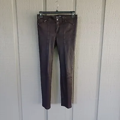 Vince Leather Zip Detail Leggings Size 6 Women Pants Color Mulberry • $188