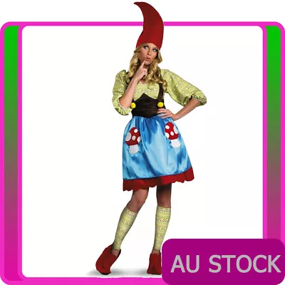 Miss Gnome Costume Ladies Garden Funny Magical Smurf Cartoon Elves Fancy Dress  • £39.48