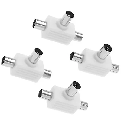 4PCS 2 Way Aerial Splitter TV RF Coax Adapter Male Plug To Female Jack Separator • £8.05