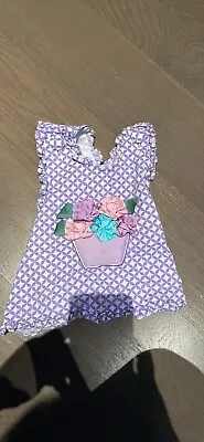 Mud Pie Baby Girls Flowers Cute Ruffle Purple Overall Dress 0-6 Months • $10